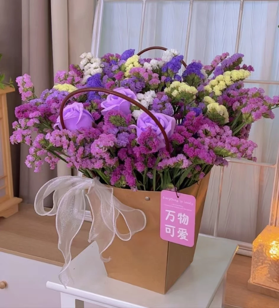 （2）抱抱桶勿忘我真花鲜花混搭花束Diy花花束送人节日礼物母亲节