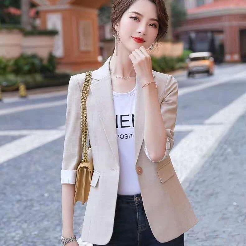 薄款短款小西装外套女2025春夏韩版欧货气质休闲百搭垂感西服上衣