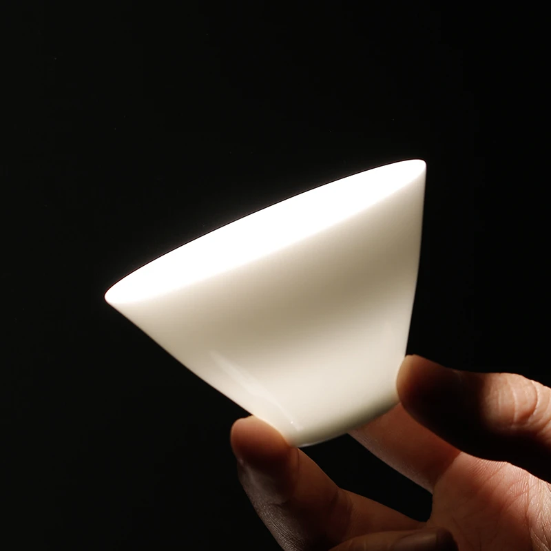 德化白瓷茶杯功夫小茶杯单杯品茗杯茶碗羊脂玉陶瓷茶具主人杯单个