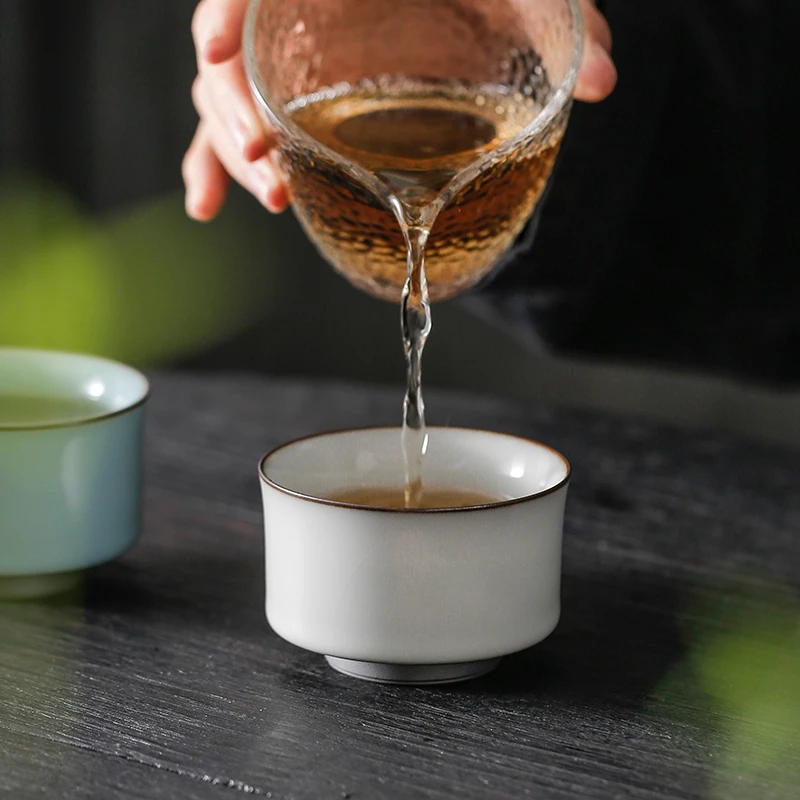 铁胎汝窑高端茶杯汝瓷开片品茗杯冰裂陶瓷主人杯个人专用杯子茶具