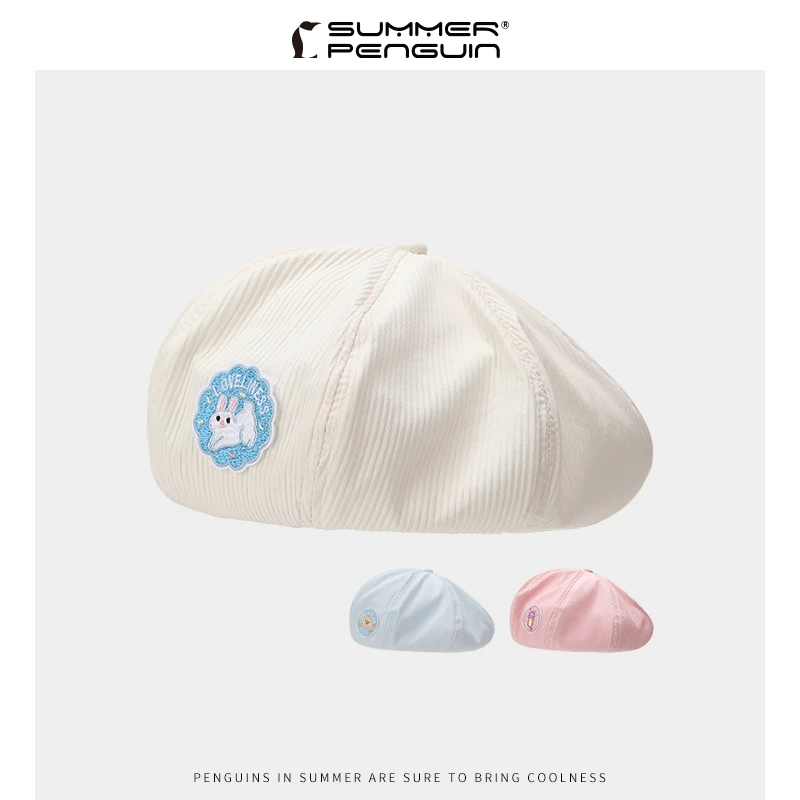 SUMMER PENGUIN可爱小兔子贴标贝雷帽子女百搭显脸小甜妹风画家帽