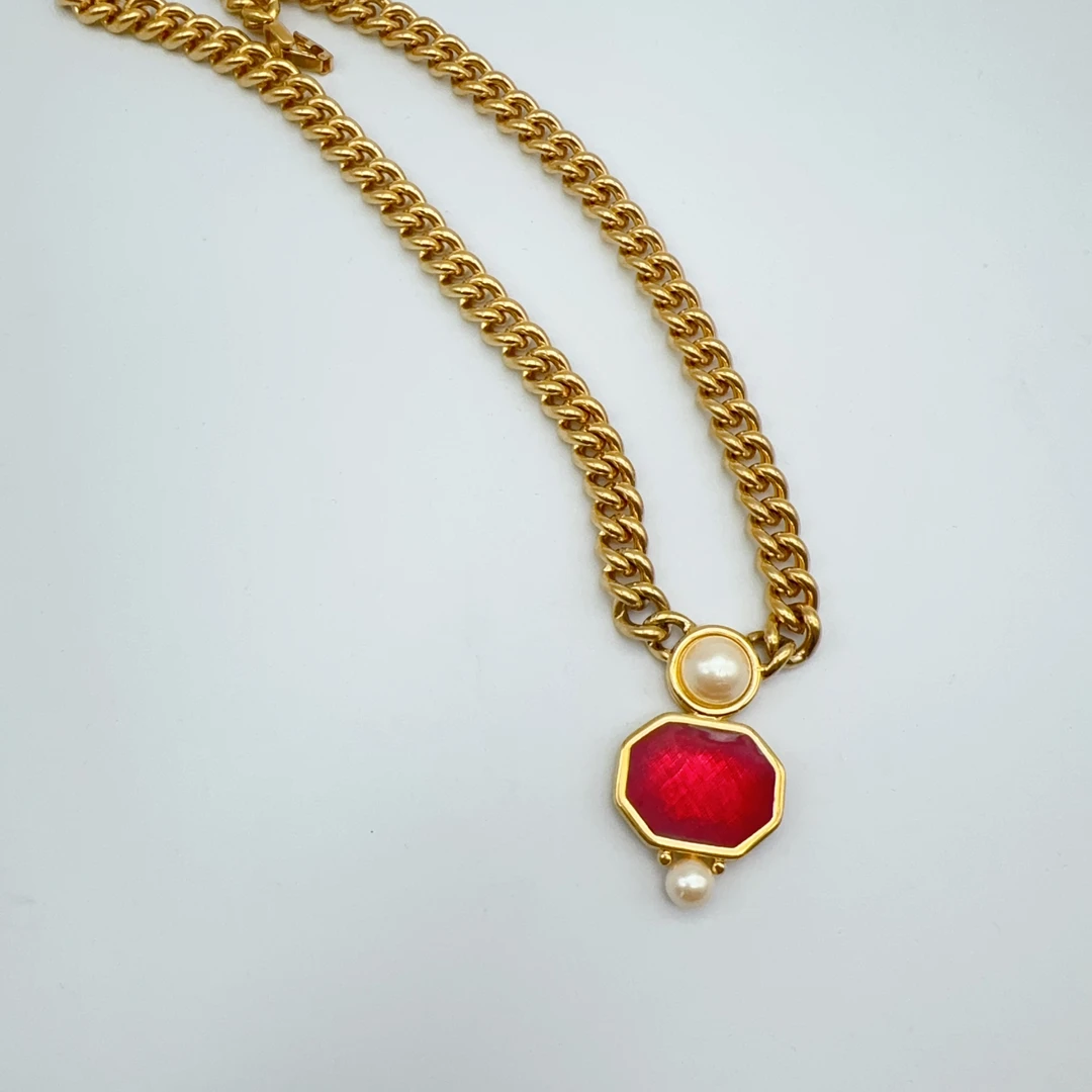 合金珐琅项链 莫奈Monet 彩色珐琅重工吊坠项链