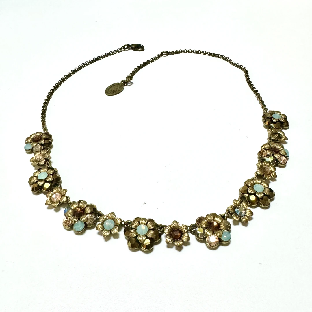 合金仿水晶项链 米哈奈格林花朵项链