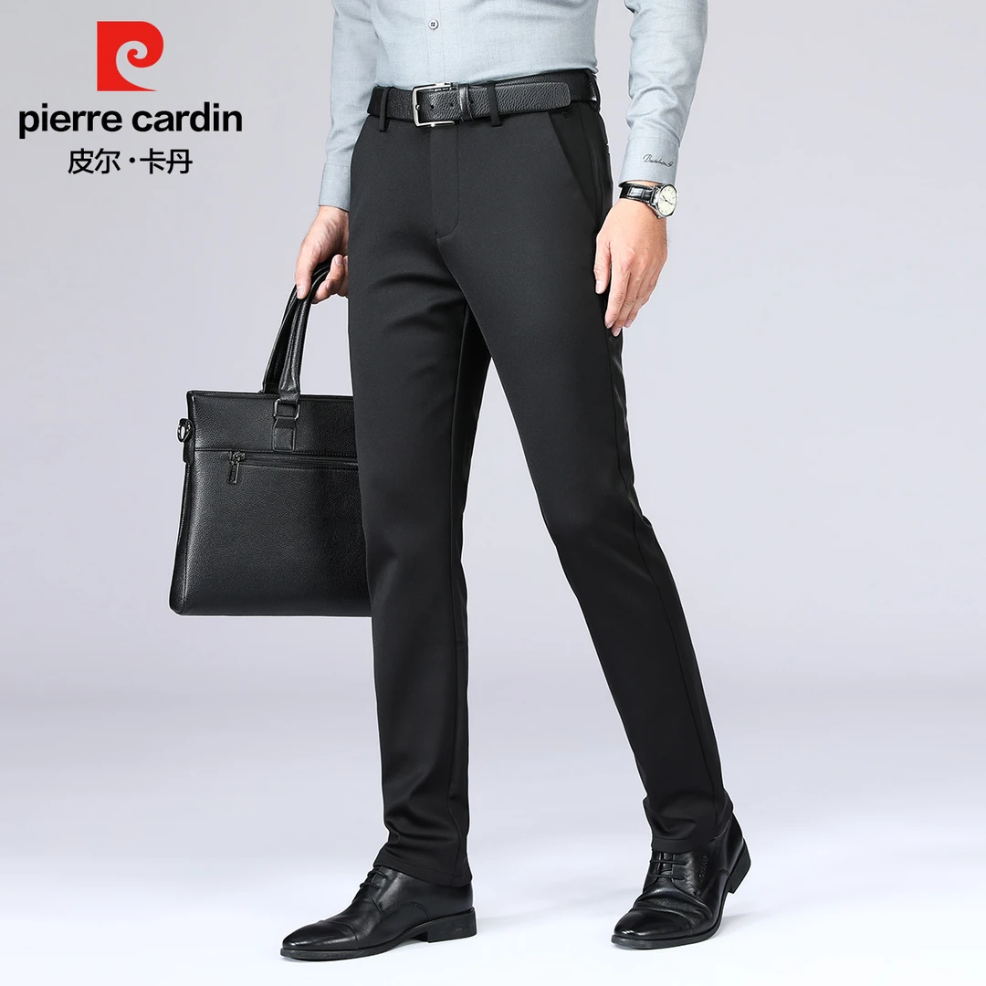皮尔卡丹秋冬裤子男士男裤西裤薄款长裤加绒商务抗皱免打理休闲库