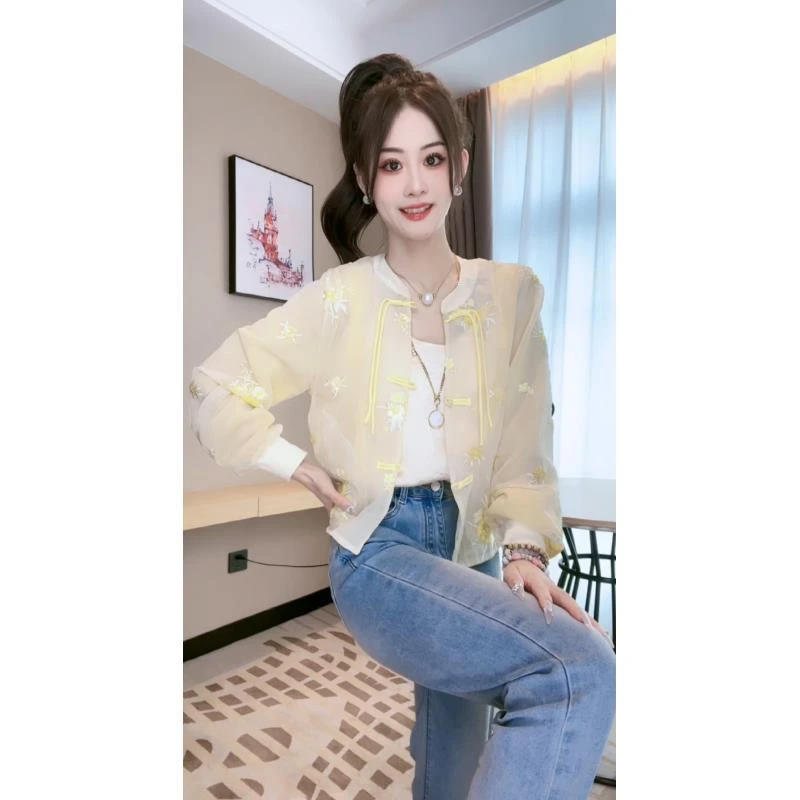 【纳兰词】秋季新中式刺绣防晒长袖洋气时尚薄款宽松百搭休闲外套