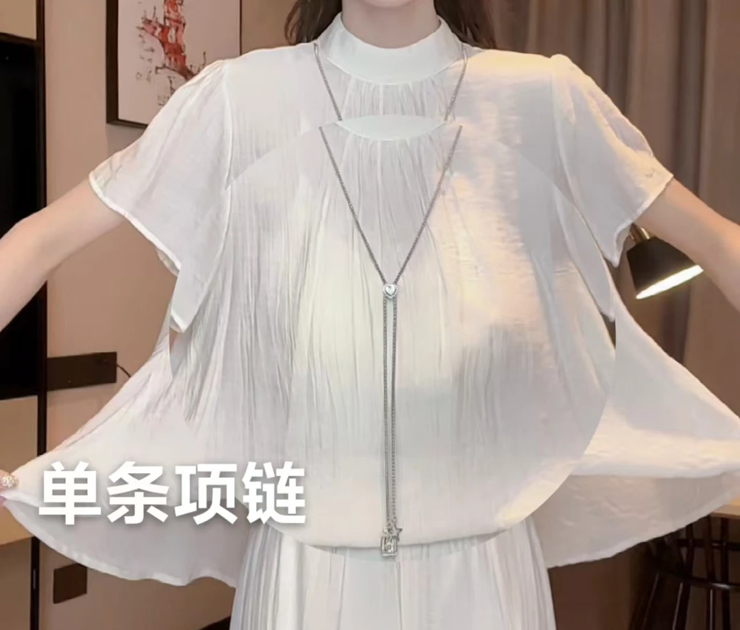 非金属亚克力项链 【流毓链】时尚百搭银色可调节长款坠链