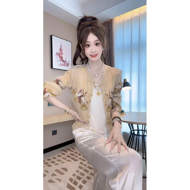 【年年有余】春季薄款新中式气质网红洋气时尚休闲轻奢重工刺绣防晒