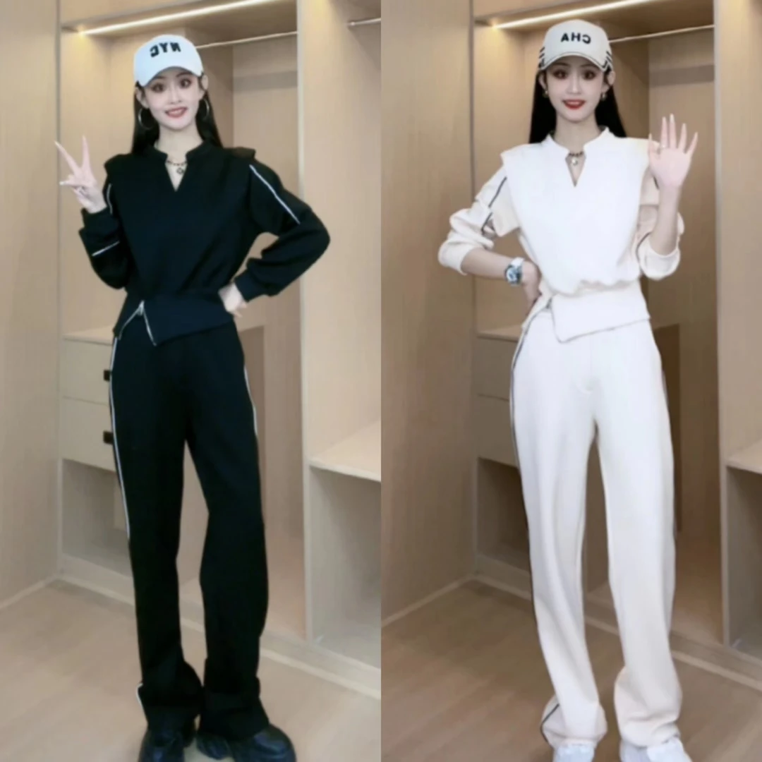 【一笑倾城】春秋新款韩版洋气百搭休闲时尚减龄网红运动显瘦套装