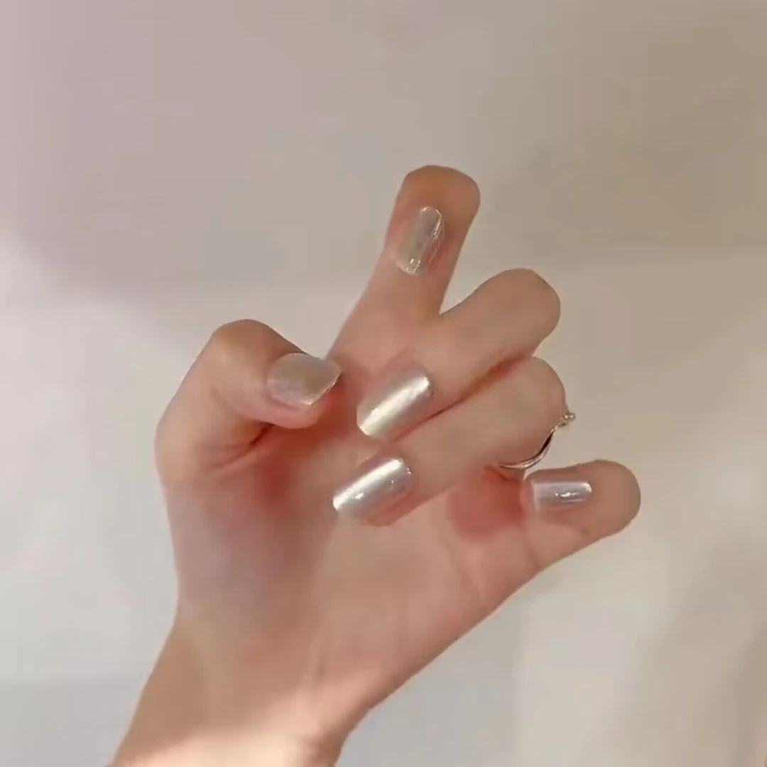 【短款】网红爆款纯手工白月光猫眼软甲30片成品穿戴美甲贴片361