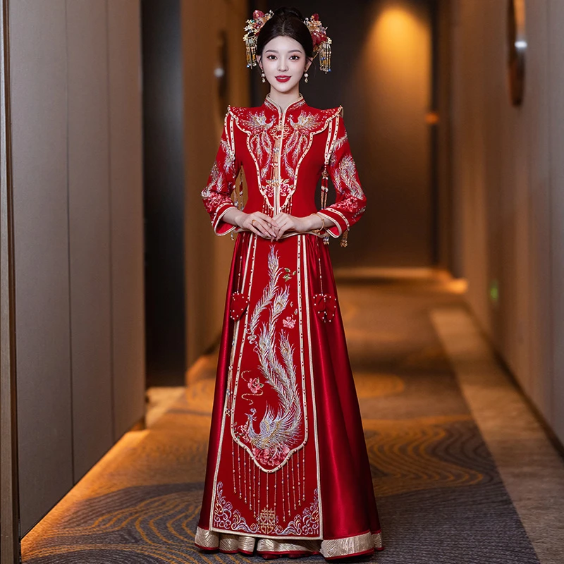 秀禾服2025新款新娘婚服结婚中式嫁衣春秋婚礼大气修身奢华复古女