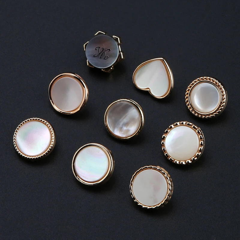 天然贝壳纽扣高档衣服衬衫开衫POLO衫小扣子金边圆形白色配件钮扣