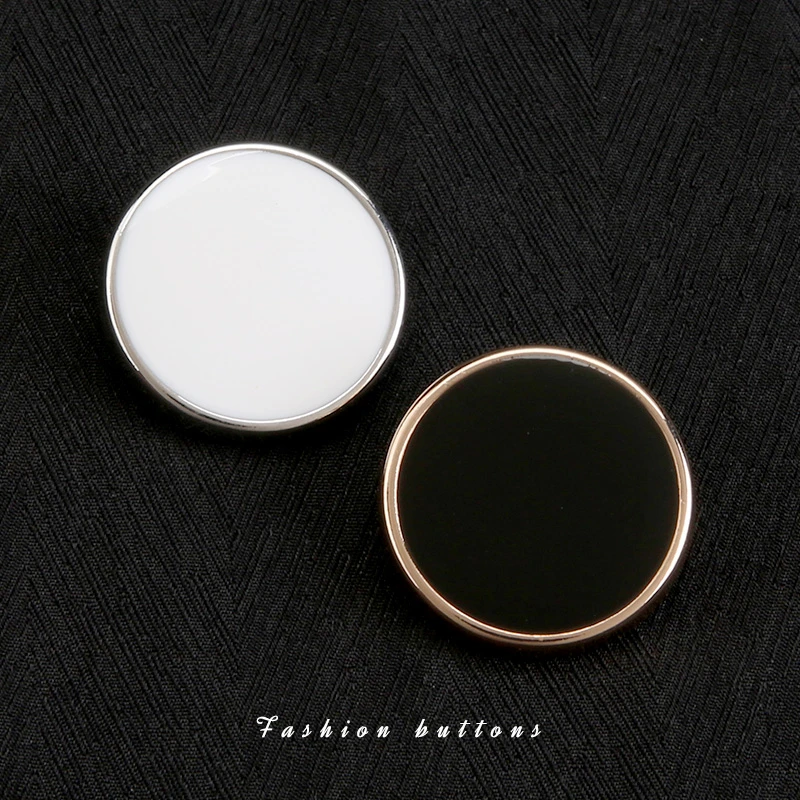 大衣平面纽扣圆形黑白金属扣子衣服风衣毛衣上衣配件装饰辅料钮扣