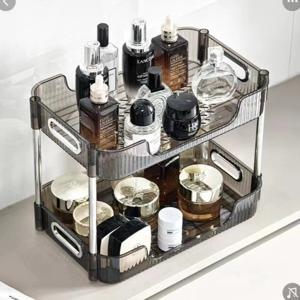 透明轻奢卫生间置物架梳妆台护肤品架洗浴用品架双层大容量家用