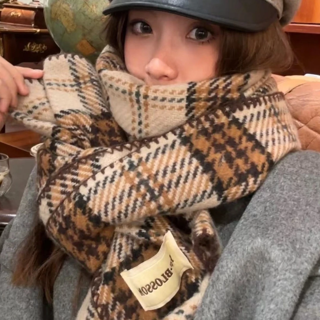高品质~美拉德保暖格子围巾女百搭韩版高级感情侣围脖冬季新款