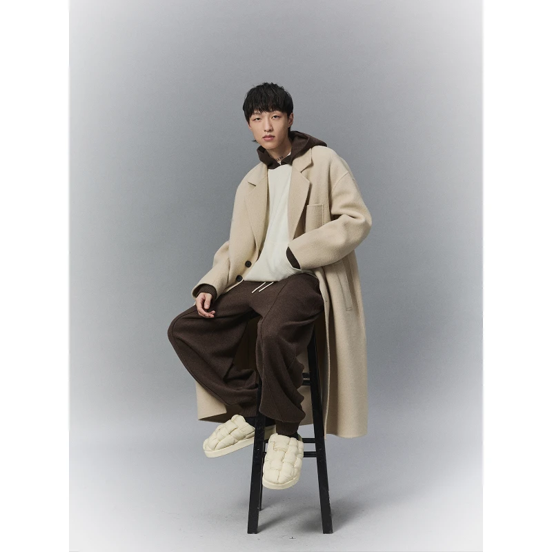 【NANS】定染长毛驼绒风格单排扣平驳领重磅全羊毛手工双面呢大衣