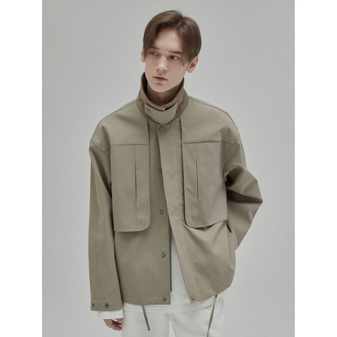 【NANS】重工叠片设计多口袋灯芯绒拼接廓形夹克 / POCKET JACKET