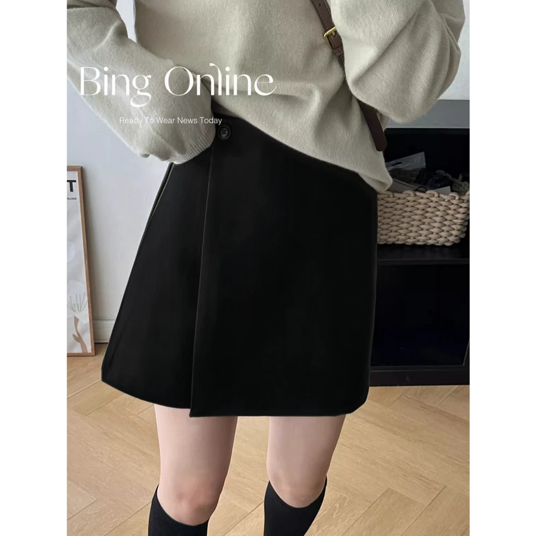 加厚毛呢半身裙女秋冬季百搭高级感A字短裙韩版ins风短裙子遮肚子