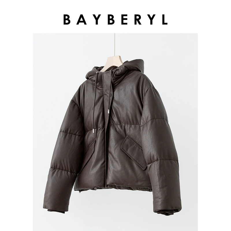 11/30 BAYBERY老贝巧克力派*短款连帽百搭厚皮羽绒服YRF3J2323
