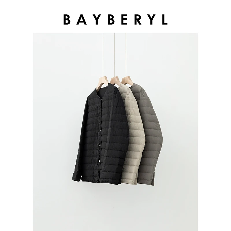 -BAYBERYL老贝再生尼龙两穿皱感轻薄圆领休闲羽绒服YRF4I1023