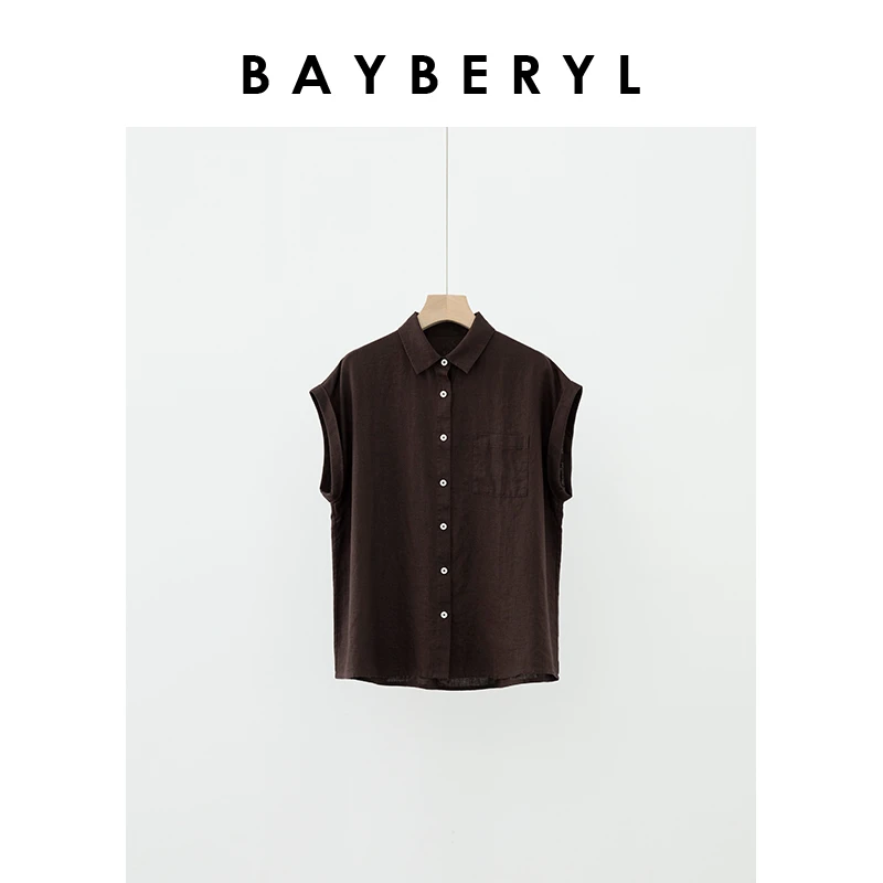 Z7-BAYBERYL老贝三色亚麻极简风盖肩百搭纽扣休闲马甲NCY4E3005