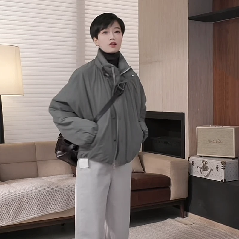 Z5-老贝航海家*橄榄绿立领扣袢插肩袖羽绒服YRF4H0130