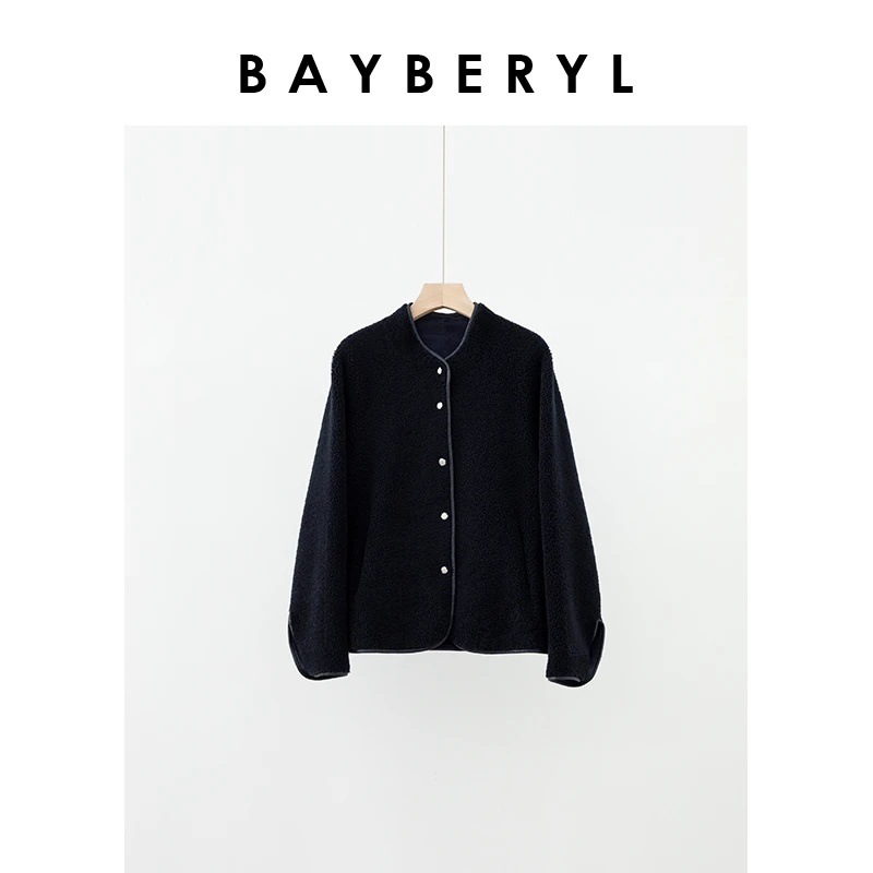 Z7-BAYBERYL老贝深海*藏青单排扣简约一体外套皮衣PY4H1203-8/24