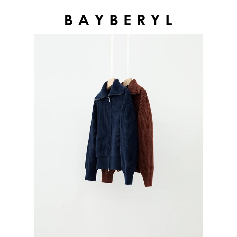 Z6-BAYBERYL老贝菠萝*1P海军领拉链休闲厚秋针织开衫ZZS4E3127