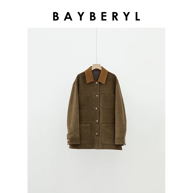 BAYBERYL老贝曼哈顿*老钱复古拼色翻领秋皮衣PY4G0909-7/28