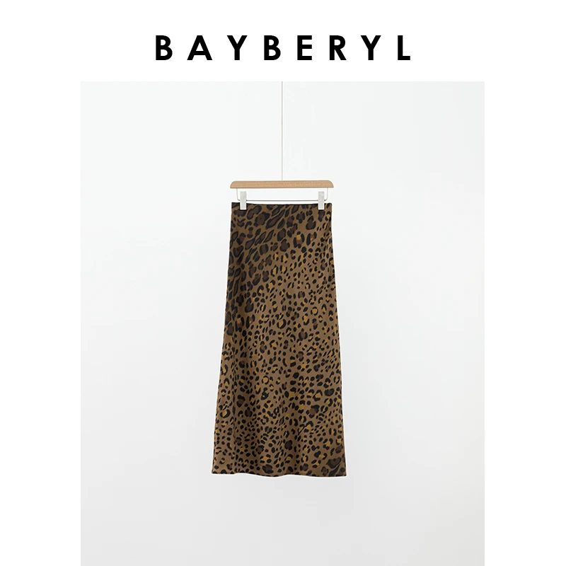 BAYBERYL*A字复古时尚中长显瘦豹纹夏半身裙YQ4D1303-4/27
