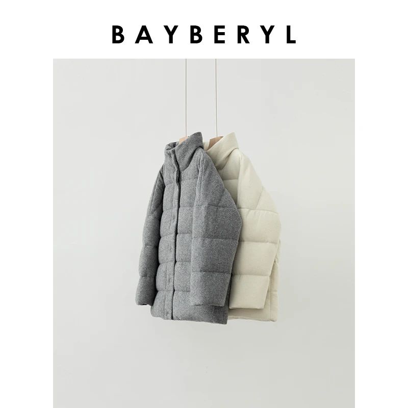 BAYBERYL老贝闪光点*珠片立领保暖排扣针织羽绒服YRF4K1624