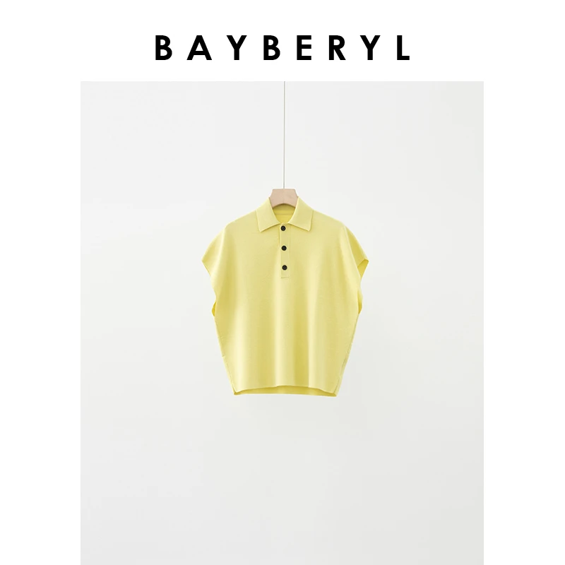 Z5-BAYBERYL老贝冰柠一夏*Polo领无袖百搭休闲针织衫ZZS4D1602