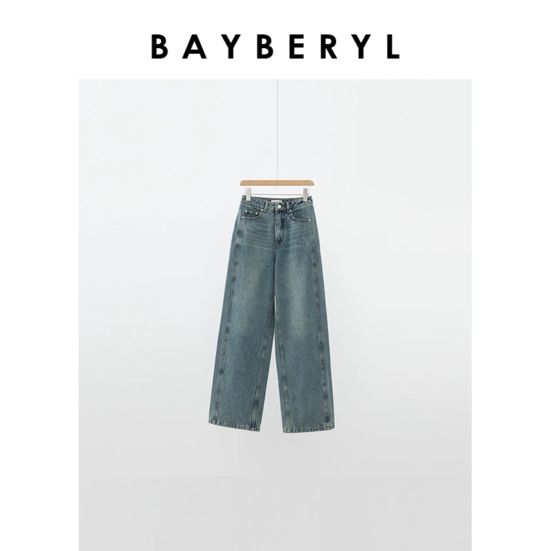 Z5-BAYBERYL老贝解构线*复古时尚水洗百搭长秋牛仔裤NZK4A0304