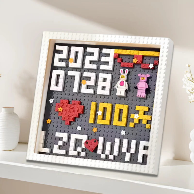 恋爱百天手工diy积木相框送女朋友男友恋爱一周年纪念日走心礼品