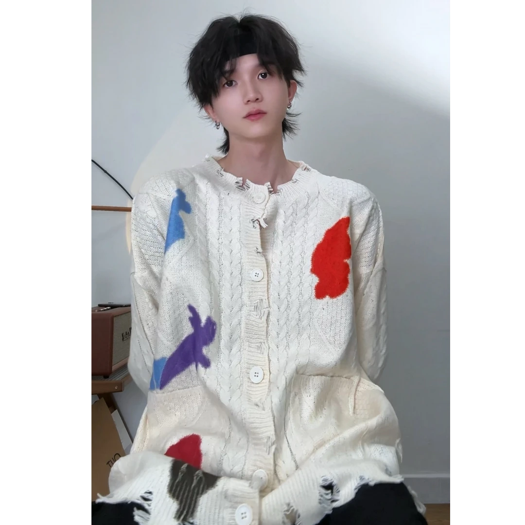 秋冬保暖男女宽松休闲开衫毛衣美式潮流百搭针织衫外套ins毛线衣