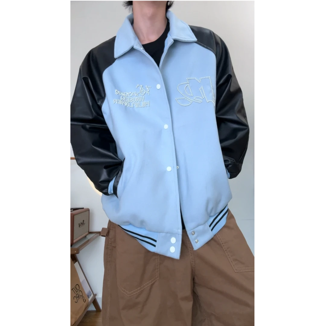 春秋加厚保暖棒球服夹克情侣宽松外套韩版美式百搭潮流拼接上衣