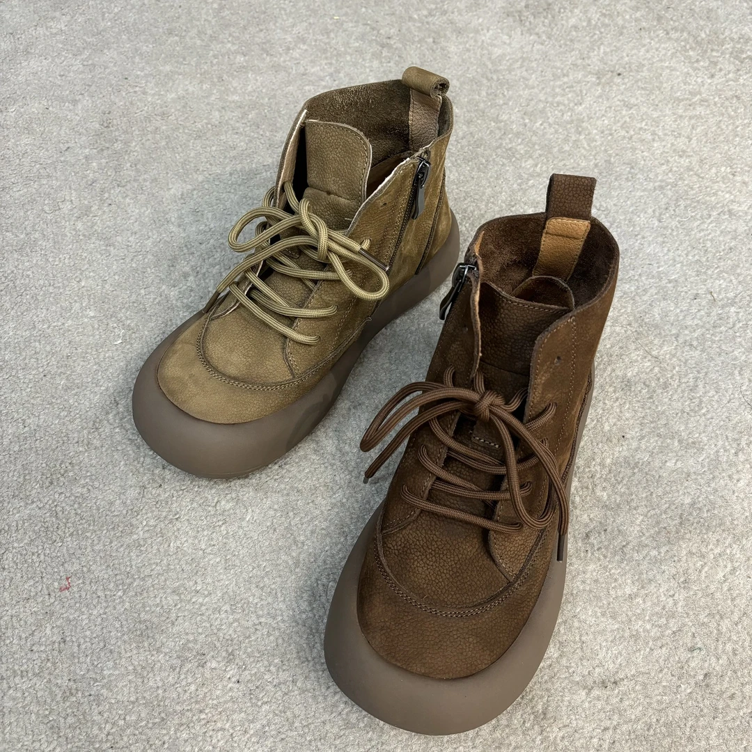 【冰冰一号店】617复古牛皮高帮系带休闲鞋