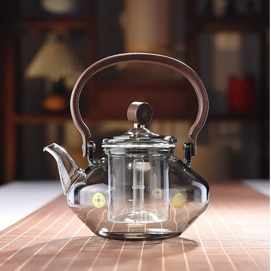 耐高温加热玻璃煮茶壶加厚大容量腰缠万贯提梁壶