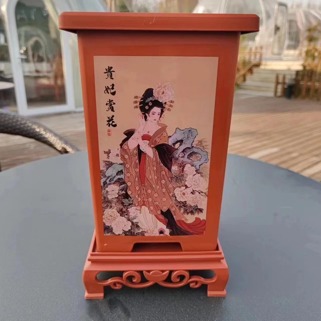 四大典故兰花盆高颜值国风塑料花盆送托盘