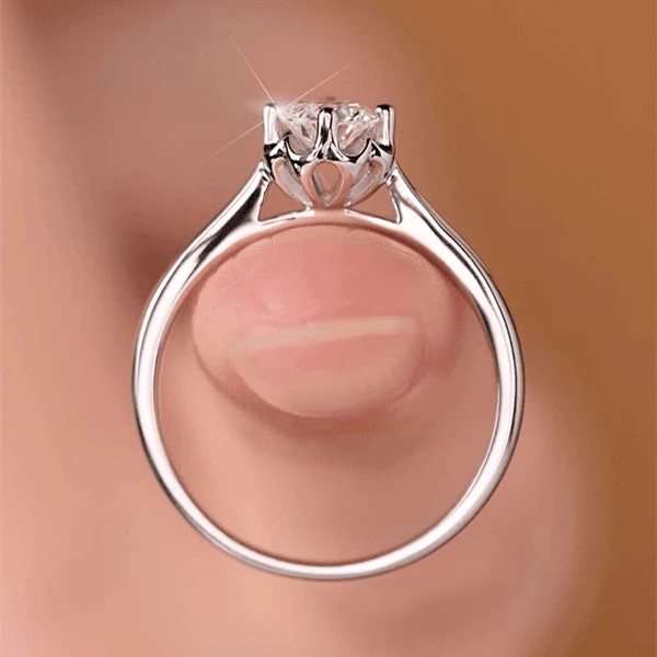 925银莫桑石银制品 【花蕾女戒】0.5-1克拉结婚奢华经典订婚女戒