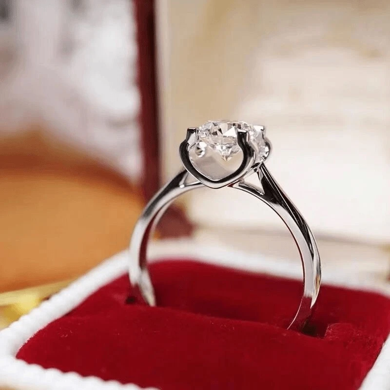 925银莫桑石银制品 【经典牛头】0.5-5克拉结婚奢华经典订婚女戒简