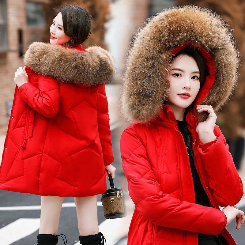 波司澄羽绒服女中长款新款白鸭绒时尚修身冬季毛领外套加厚保暖宽