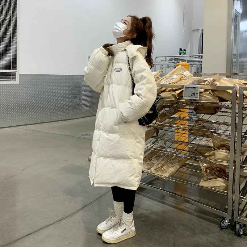 波司澄羽绒服女中长款过膝韩系小个子中戏外套百搭学生白鸭绒羽绒