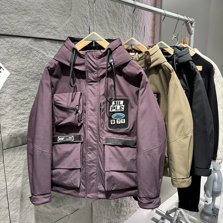 【清仓捡漏】S189男女情侣款户外工装风三防面料宽松连帽防水羽绒服