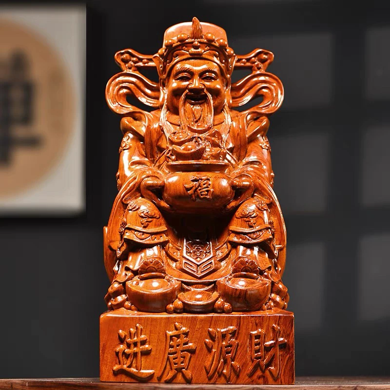 木雕财神爷装饰摆件