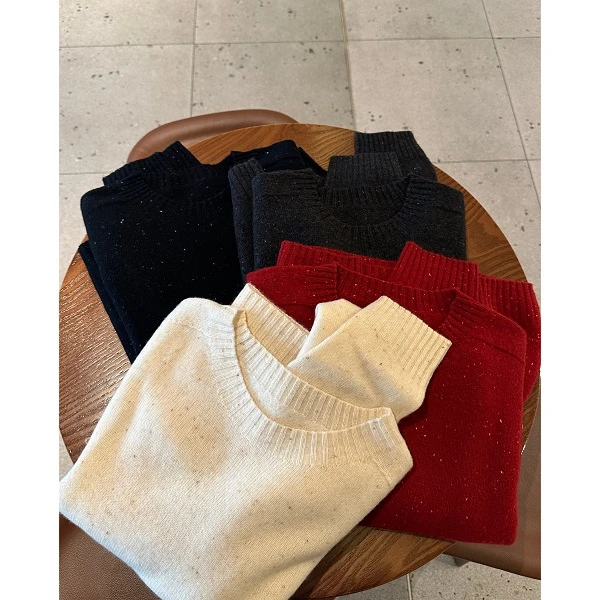 【星空】绵羊毛花纱”无缝一体”工艺软糯糯显瘦保暖圆领毛衣