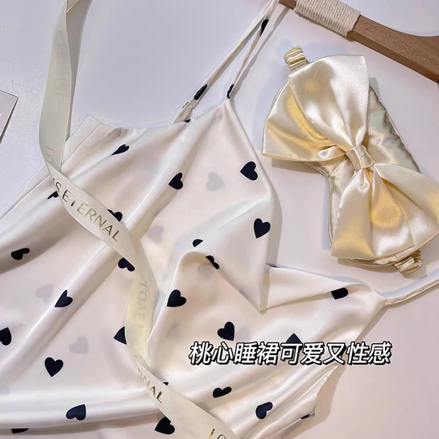 夏季显瘦新款冰丝绸高级感荡领性感家居服轻奢气质睡衣女款睡裙