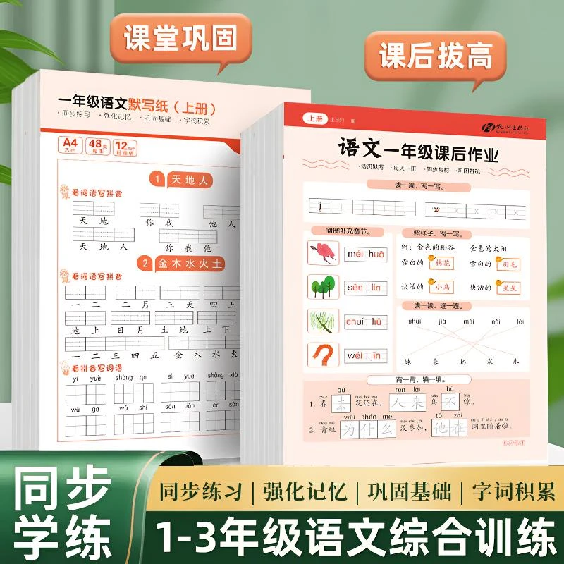 2024新版人教版语文一二三年级同步拼音练字帖课后作业读音选择