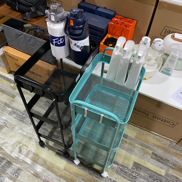恩熙家臻选三层铁艺小推车烤漆防锈置物架