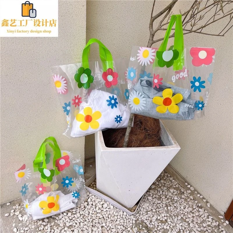 新款泫雅花朵服装店袋子塑料袋童装可爱高颜值礼品购物袋批发