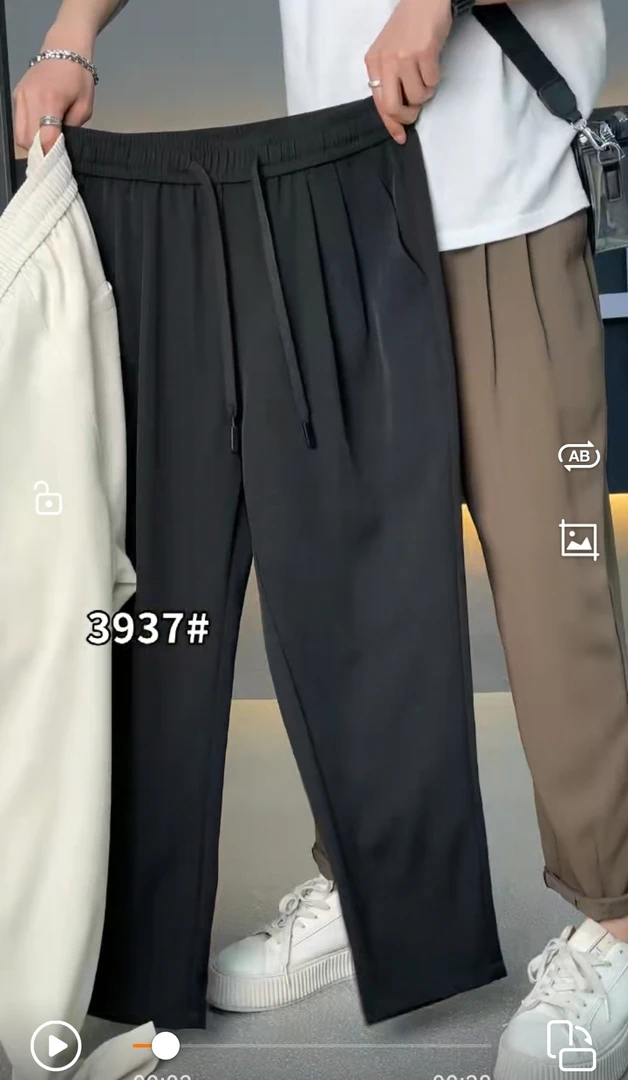 夏款简约时尚休闲裤，3937黑色，咖色宽松